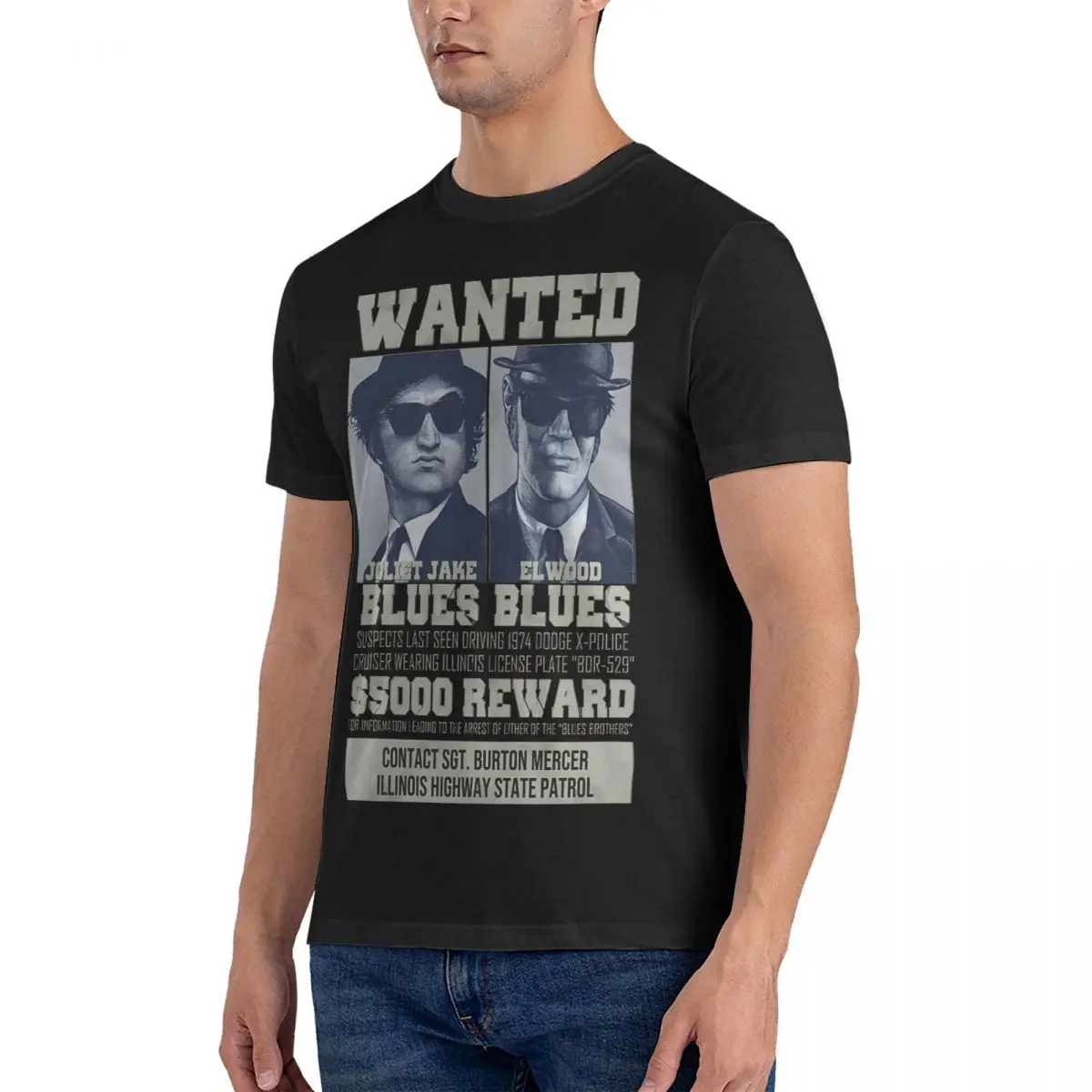 Mysterious Woman Perform Mission Wanted The Blues Brothers T Shirts Jake & Elwood Cool Tees Short Sleeve Round Collar T-Shirts