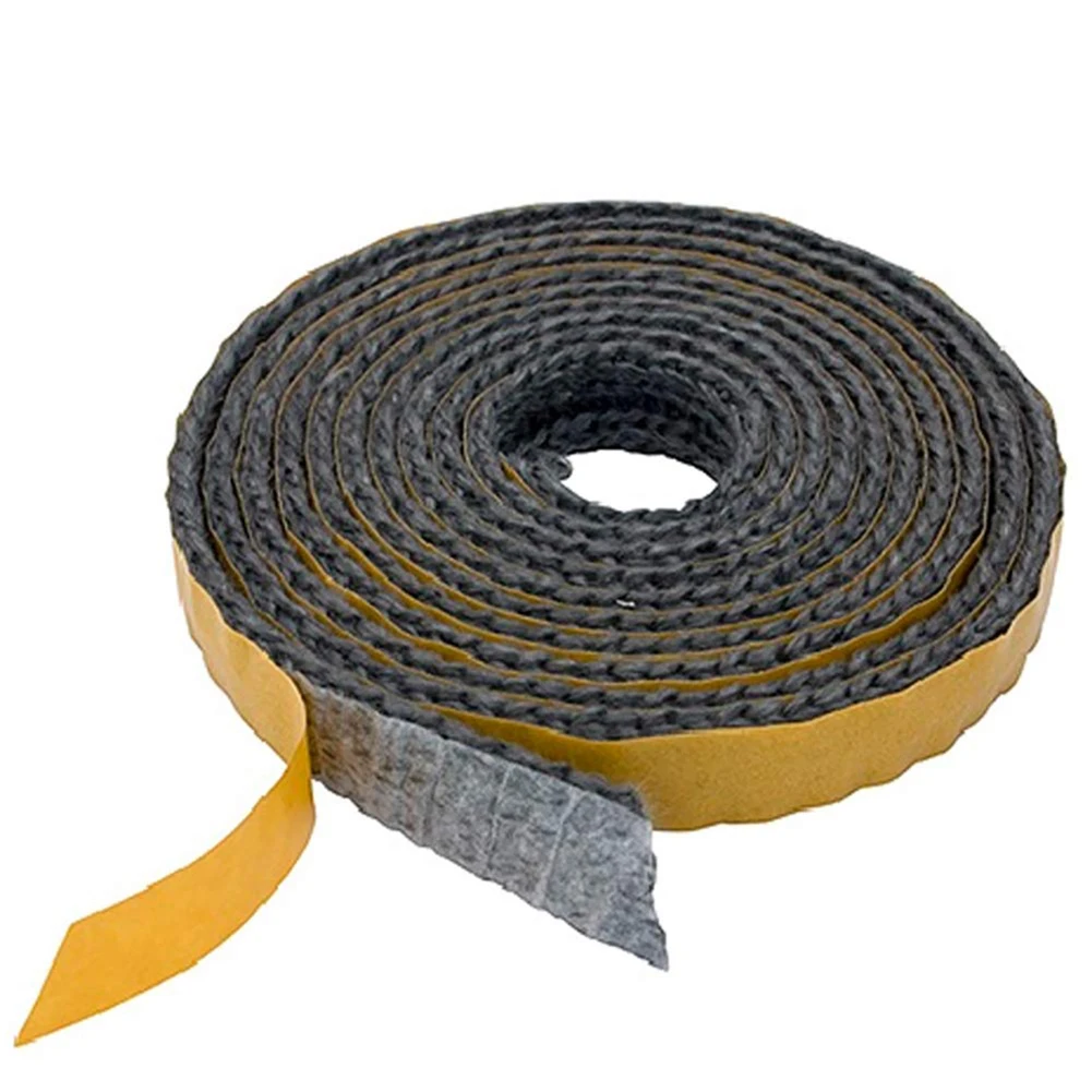 2M Black Flat Stoves Rope Self Adhesive Glass Chimney Door Stove Fireplace Sealing Tape Replacement Gasket Cord 15 X 2mm