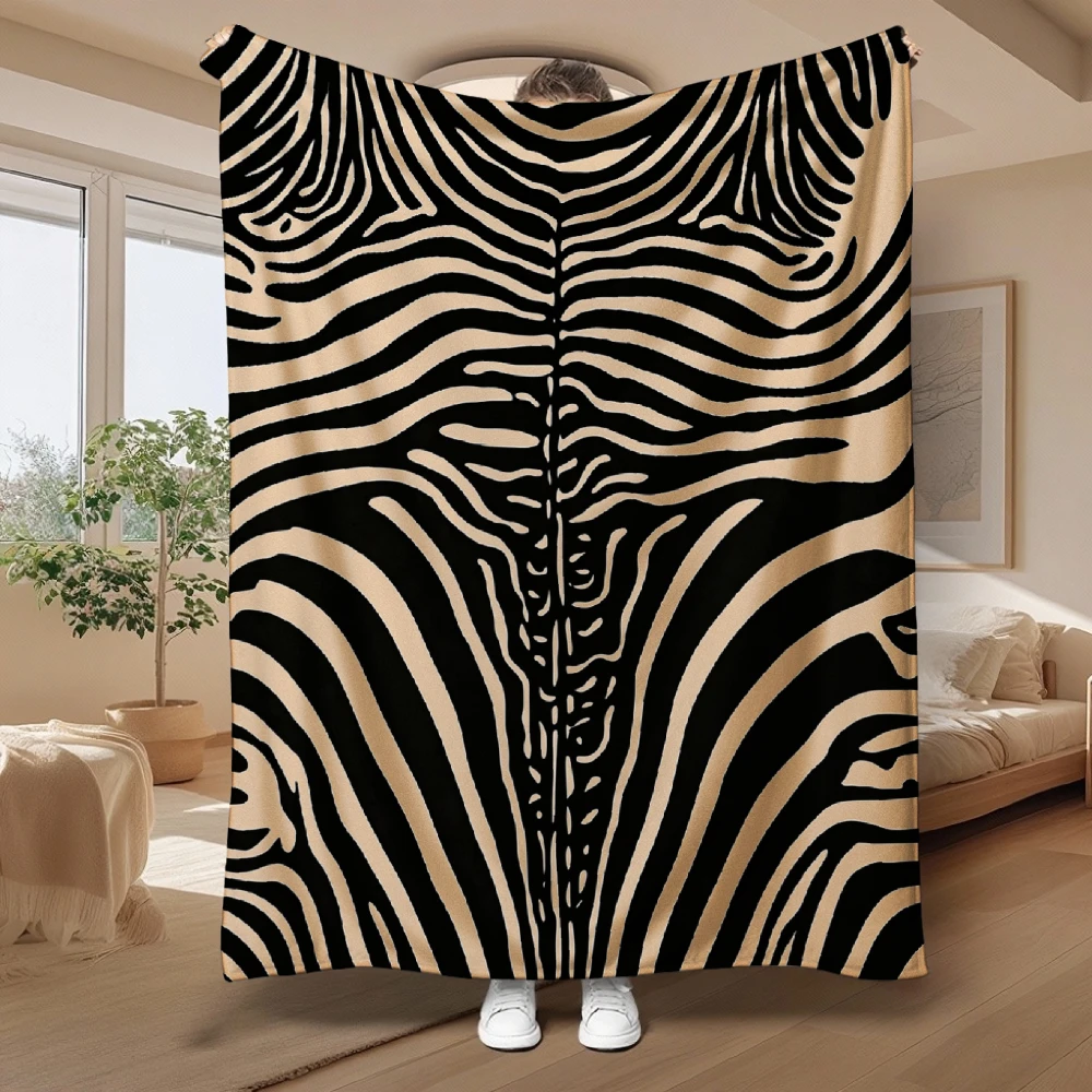 Zebra Stripe Throw Blanket Cute Wild Animal Safari Pattern Cozy Bed Blankets Luxury Decor for Sofa Couch Bed Living Room Travel