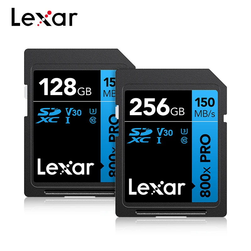 Lexar SD Card 800X Pro 32GB SDHC 64GB 128GB 256GB SDXC Card 150MB/s C10 V30 U3 High Performance Blue Series 4K UHD Memory Card