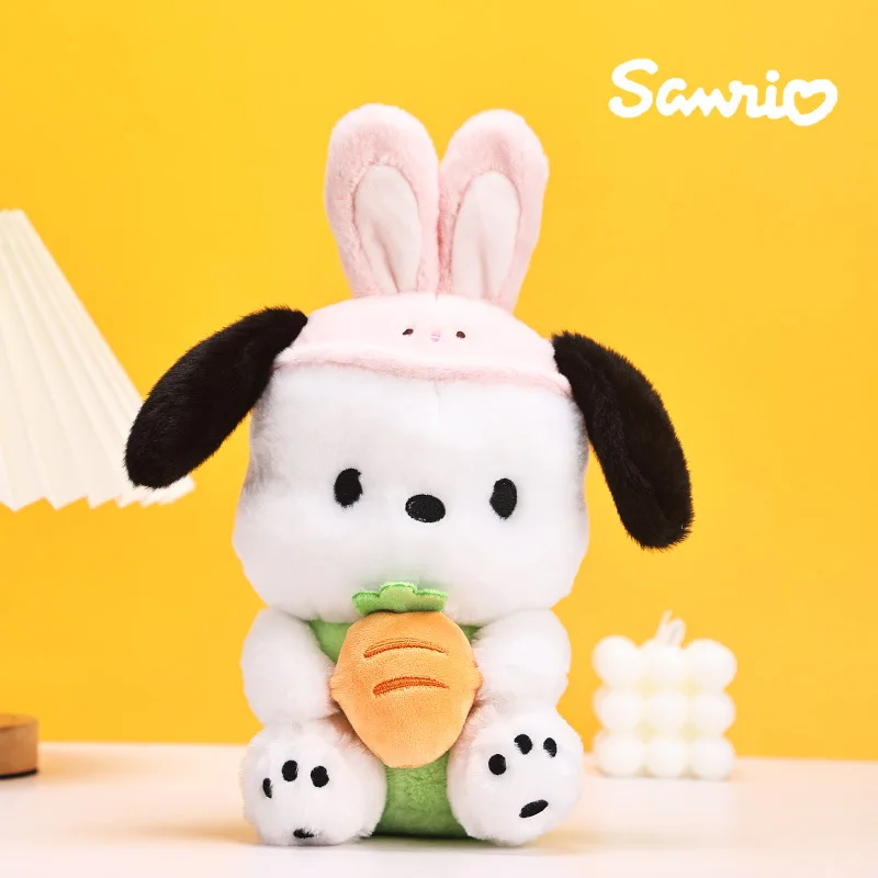 Sanrio Pochacco brinquedo de pelúcia infantil, boneco bonito dos desenhos animados com pano, anime kawaii, presente de aniversário para meninas