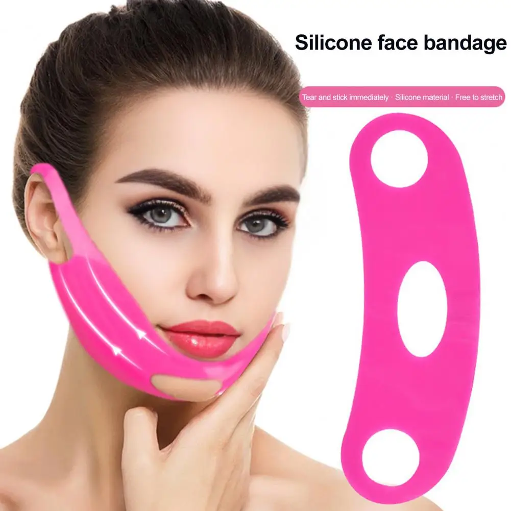 Double Chin Reducer Strap V Line Lifting Chin Strap Double Chin Reducer Face Band Soft Silicone Cheek Shaper Elastic Sleeping