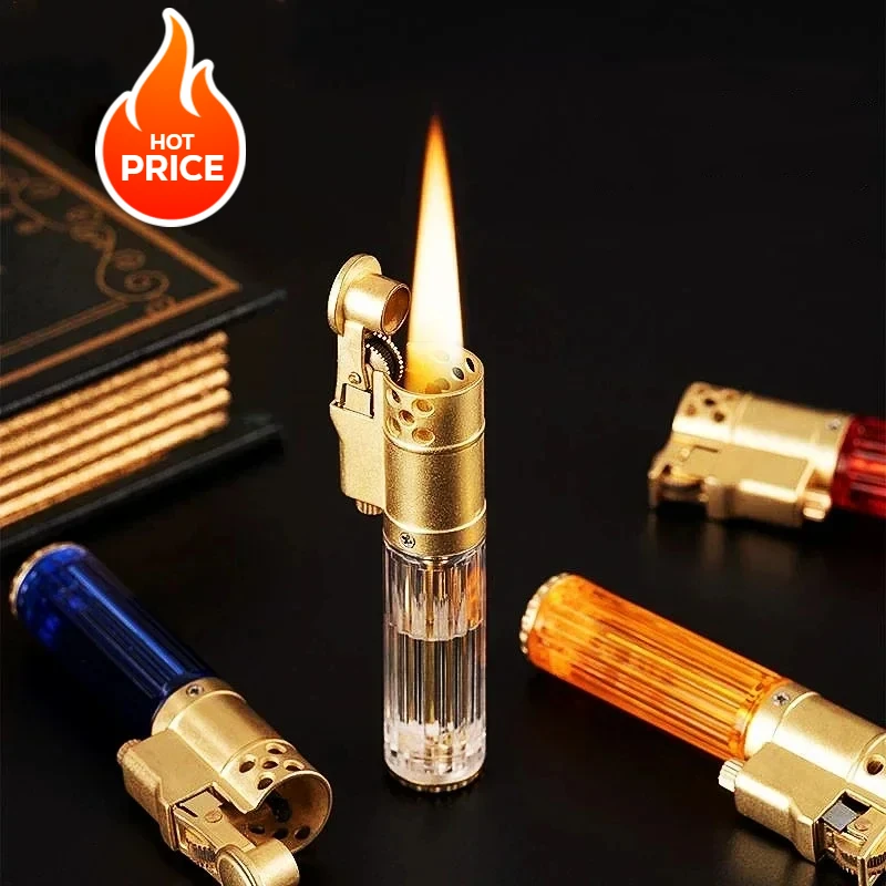 New Retro Kerosene Lighter High-efficiency Flint Wheel Transparent Oil Tank Old-fashioned Grinding Wheel Durable Lighter