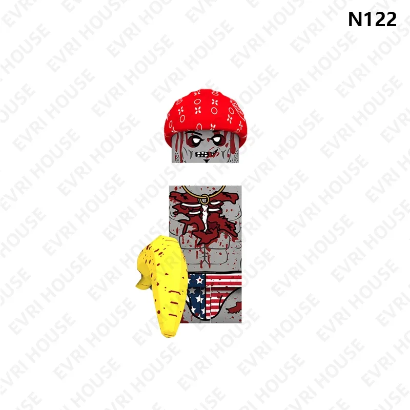 Zombie Mini Action Figures Bricks Movie Game Assembly Building Blocks Toys for Children N117-N124