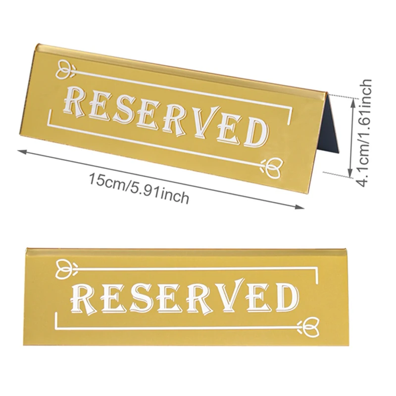 2/4/10PCS Golden Acrylic Reserved Table Signs Card Banquette Seating Table Signs Wedding Waterproof Double-Sided Mark Seat Signs - view 6