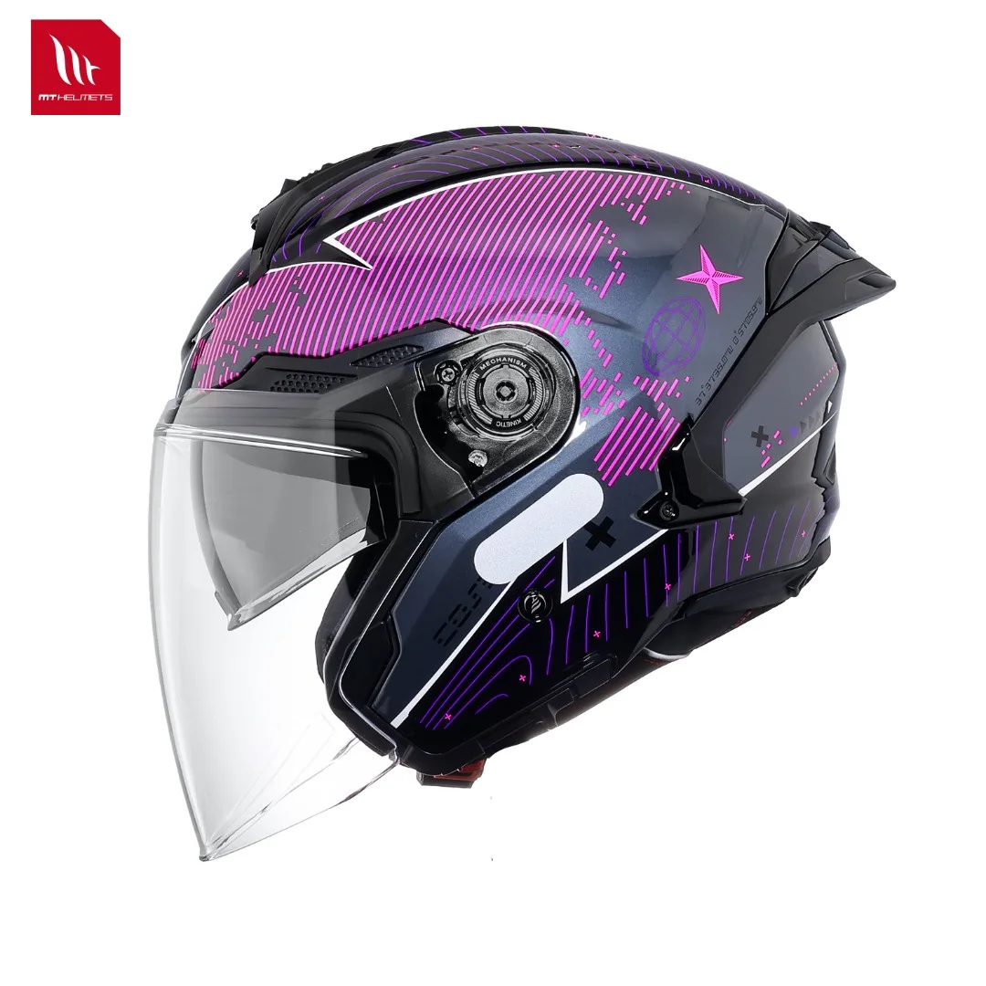 New Motorcycle Helmet Open Face 3/4 Mthelmets Spain Cosmo Sv Dual Visors Quick Release Motorcycle Gloss/Matt Strong Abs Shell
