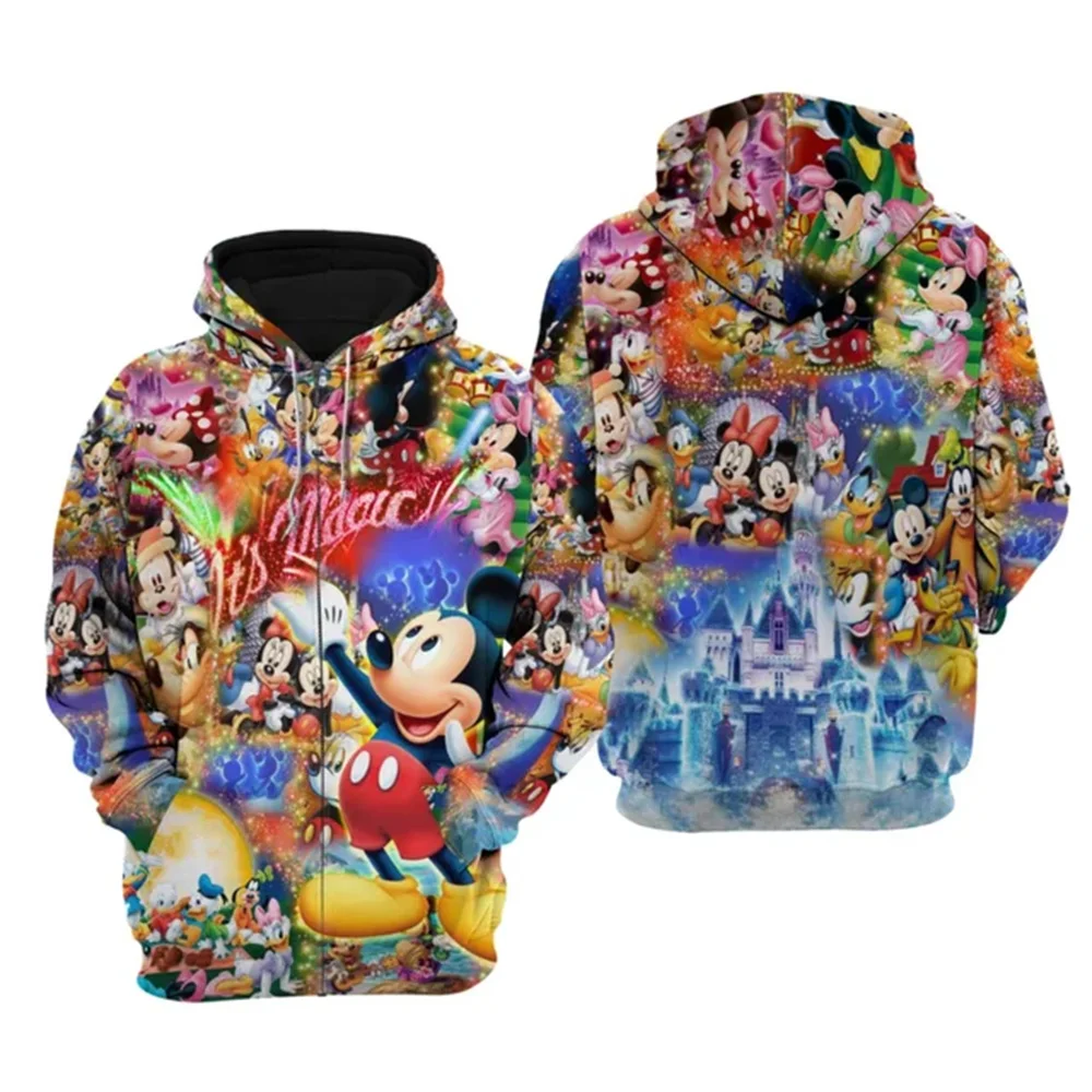 

Spring and Autumn Disney Mickey Mouse Magic Glitter Castle 3D Printed Sweatshirts Men and Women Hoodies Jackets Unisex Cartoon S