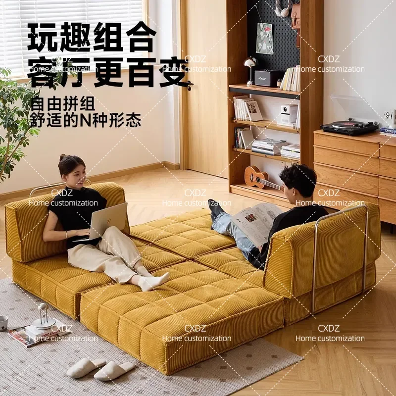 Modular Corduroy Sofa Bed Free Combination Fabric Furniture for Living Room Small Apartment Cross Border Special