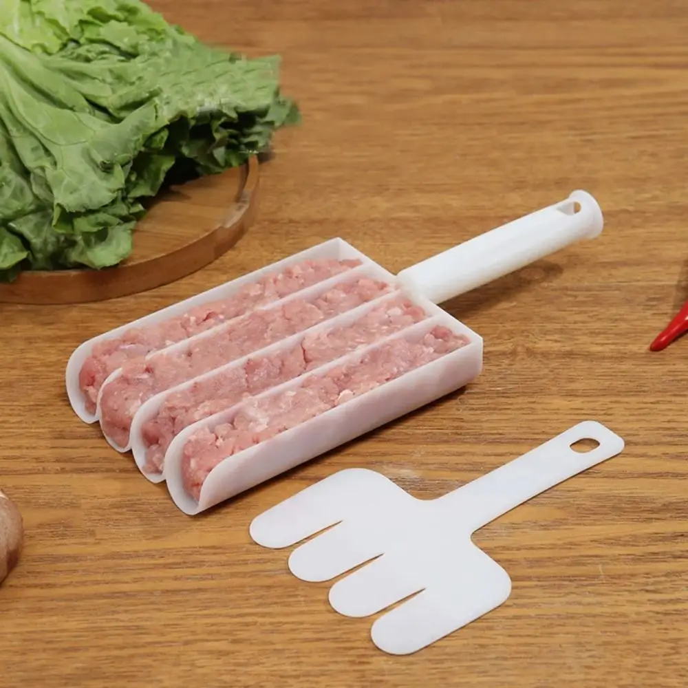 Food-grade PP Meatball Maker Pushing None-Stick Meat Baller Spoon 4 Meatballs at 1 Time with Cutting Spade Meatball Making Tools