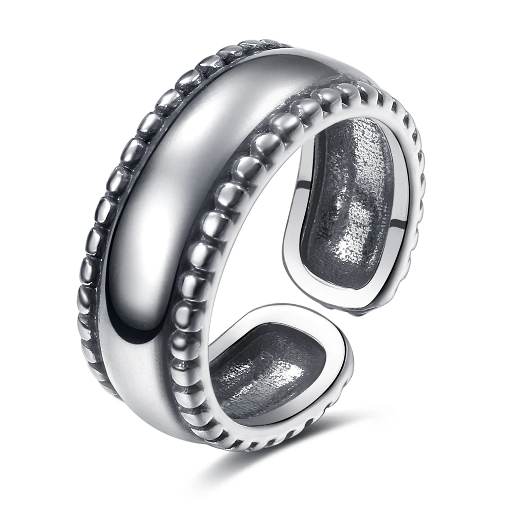 DAXI Silver Color  Retro Opening Ring  Fashion Finger Jewelry Bohemia For Women Men Punk Carved Ring Dainty  Jewlery Wholesale image 5