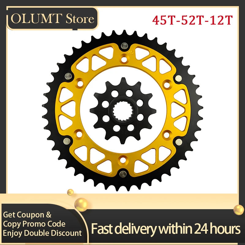 Motorcycle 520 45T-52T 12T Front Rear Sprocket For SUZUKI RM125 RMZ250 RM 125 RM-Z 250 K1,K2,K3 K6,K7,K8,K9,L0,L1 V,W,X  J,K,L,M