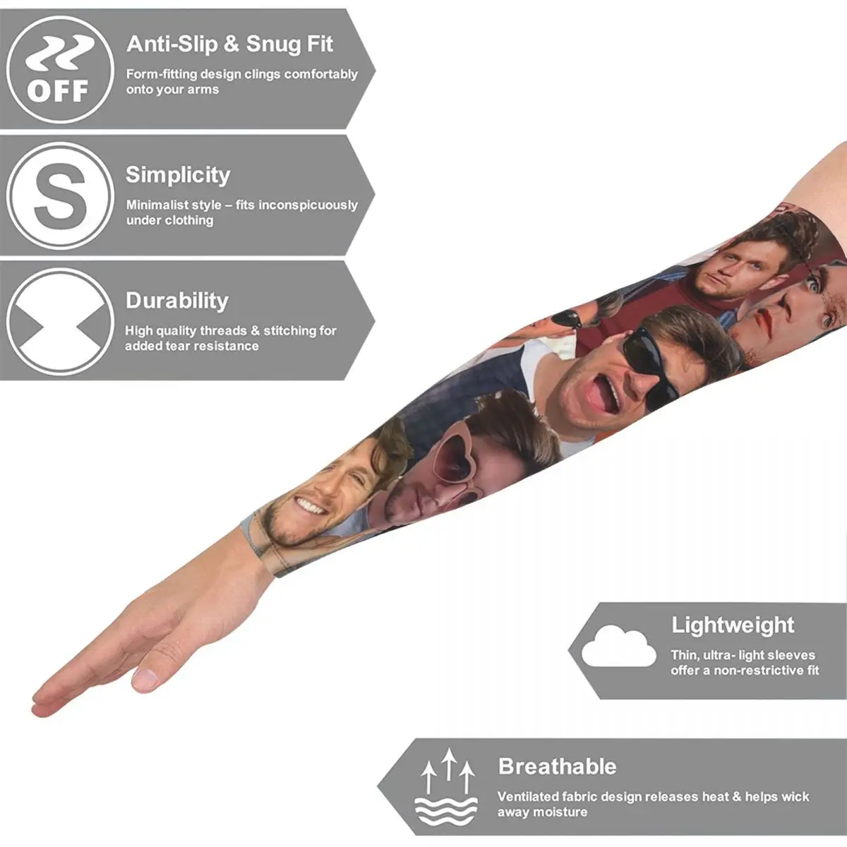 NiallHoran 사진 콜라주 야외 팔 슬리브 태양 UV 보호 커버 여름 사이클링 타투 슬리브