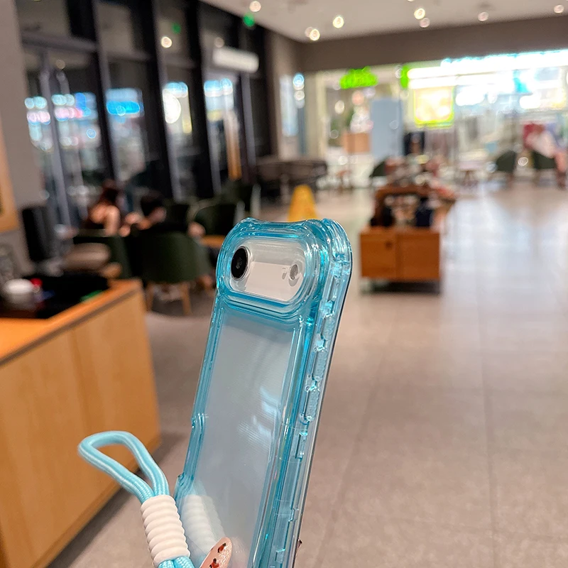 3IN1 الثقيلة درع كاندي اللون واضح جراب هاتف آيفون 17 الهواء 16 15 14 زائد 13 برو ماكس مع الحبل غطاء وقائي للصدمات #3