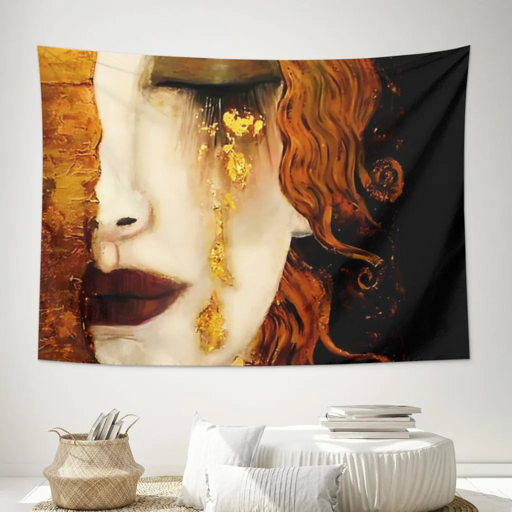 

Klimt Golden Tears Tapestry Home Decoration Bedroom Colored Tapestry Living Aesthetic Macrame Wall Hanging