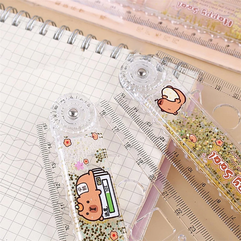 Multi-function Drawing Tools Student Stationery Measuring Tools Cartoon Capybara Measuring Ruler Folding Ruler Drawing Ruler
