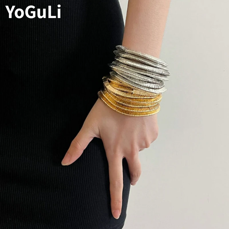 Fashion Jewelry Popular Design Multi Layers Metal Stretch Bracelets For Women Party Gifts Fine Accessories 2024 Trend New