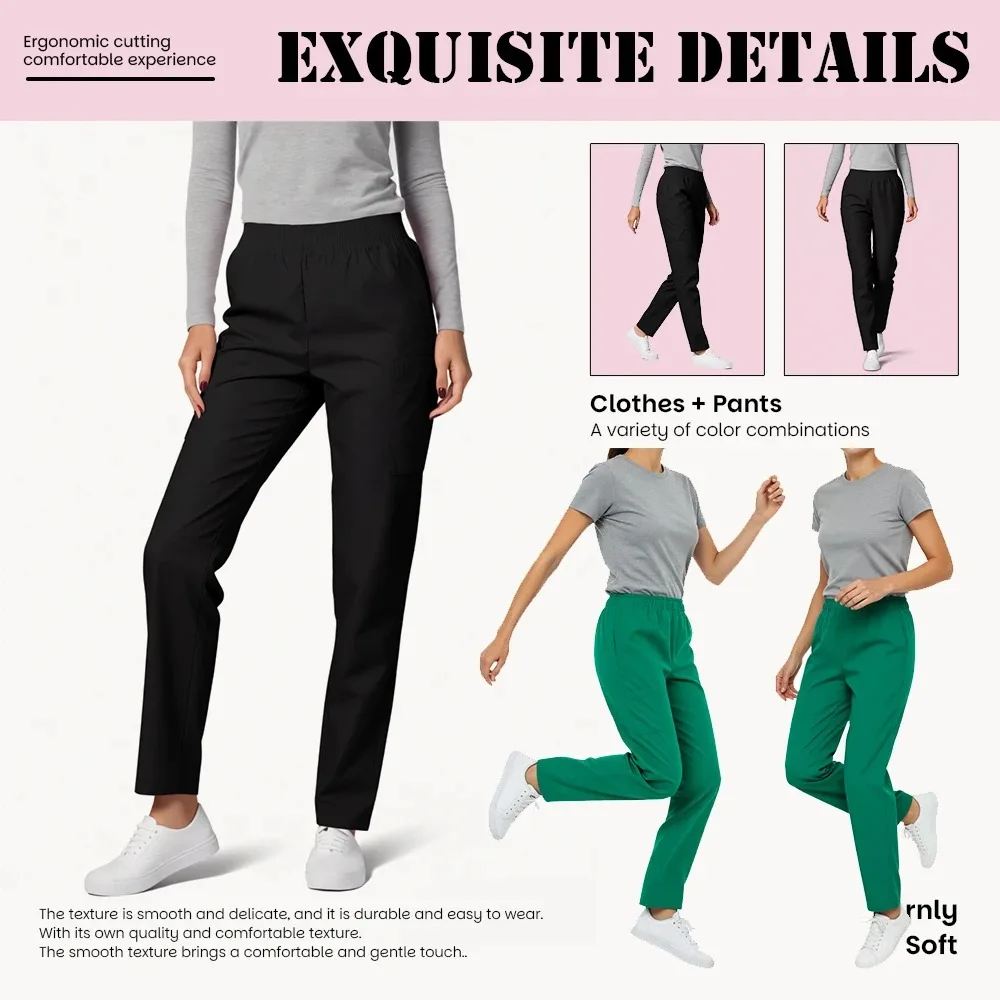 التمريض فرك السراويل متعدد الألوان بالجملة الدعك السريرية مجموعة الزي الرسمي مختبر التجميل عمال العمل الجراحية السراويل الملحقات