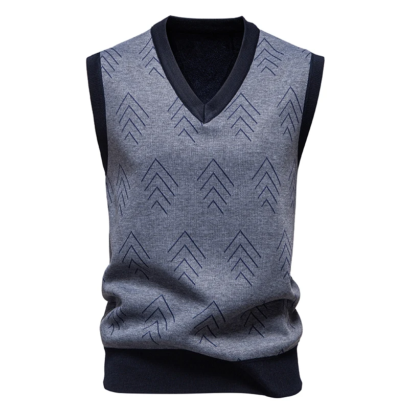 

Мужские вязаные жилеты с V-образным вырезом без рукавов, классические пуловеры свободного кроя, трикотажные жилеты