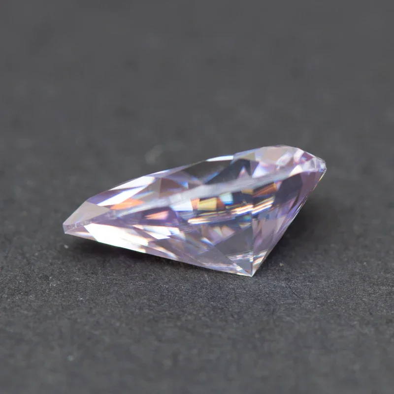 Moissanite Stone Pear Cut Light Purple Color  Charms Gemstone Advanced Shiny Jewelry Rings Earrings Making with Certificate