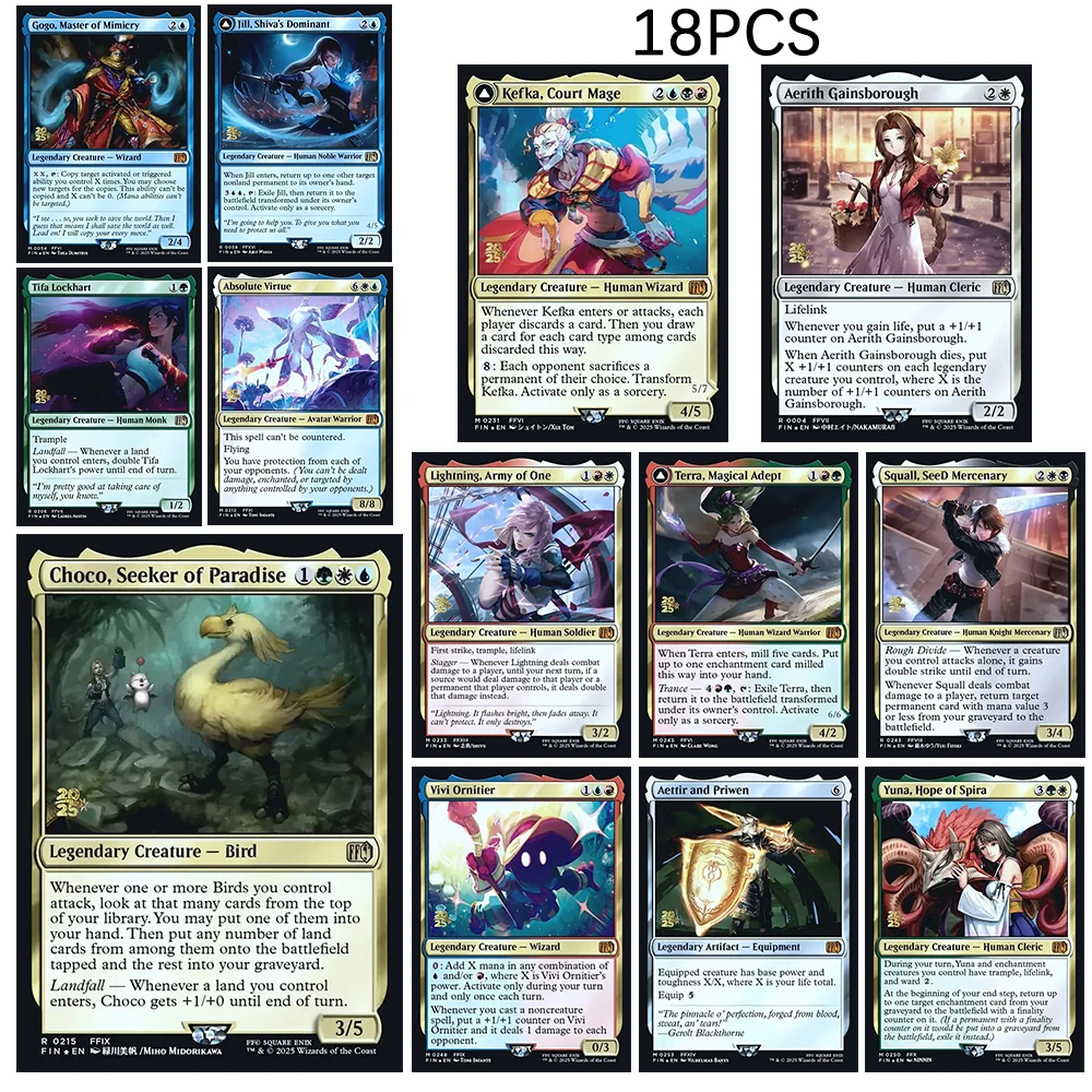 

Magic the Gatherings storms DIY 18PCS/SET homemade Choco Squall Lightning Sephiroth Cloud Aerith Collectible Cards Board GameToy