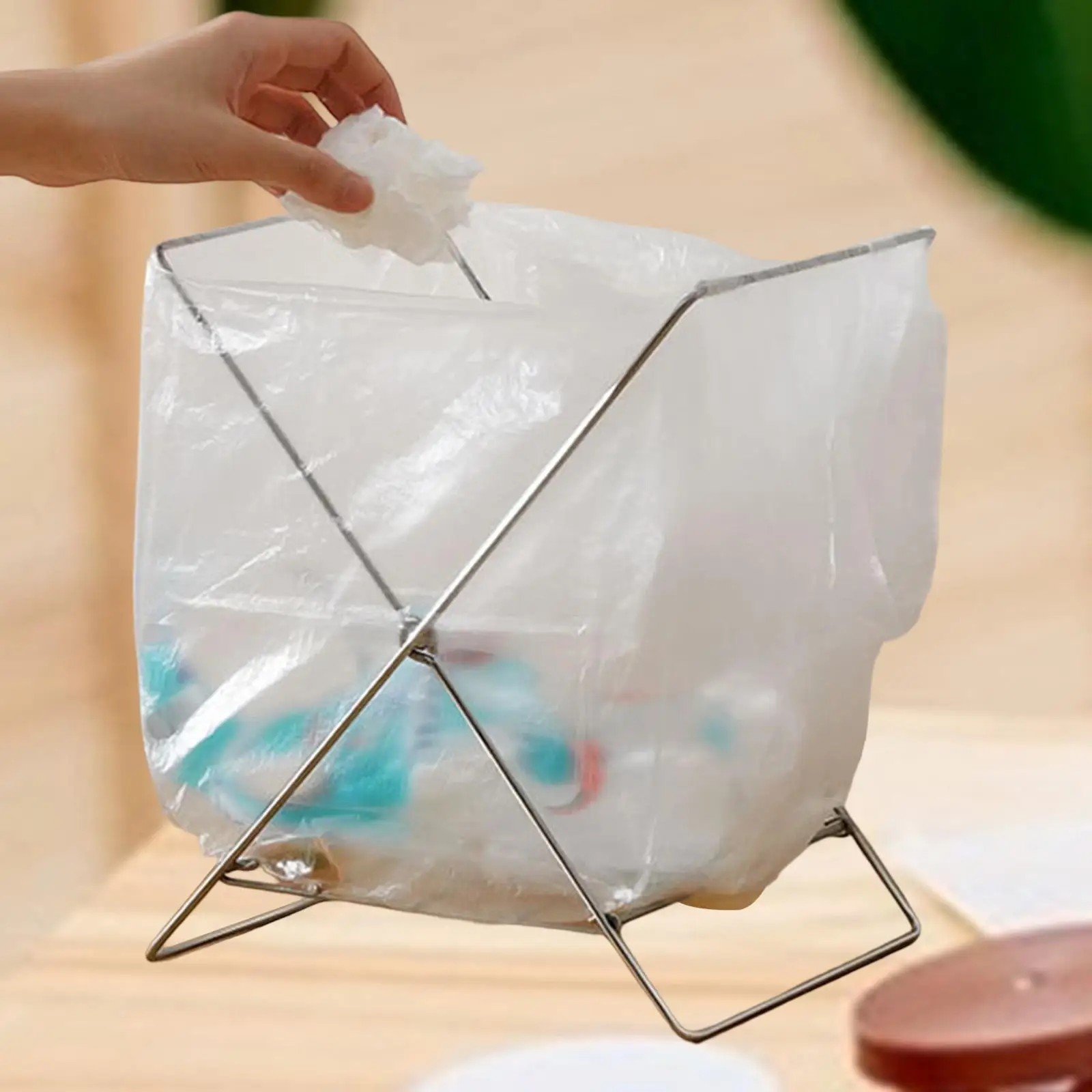 Trash Bag Holder Support Stand Stainless Steel Convenient Portable Garbage Bag
