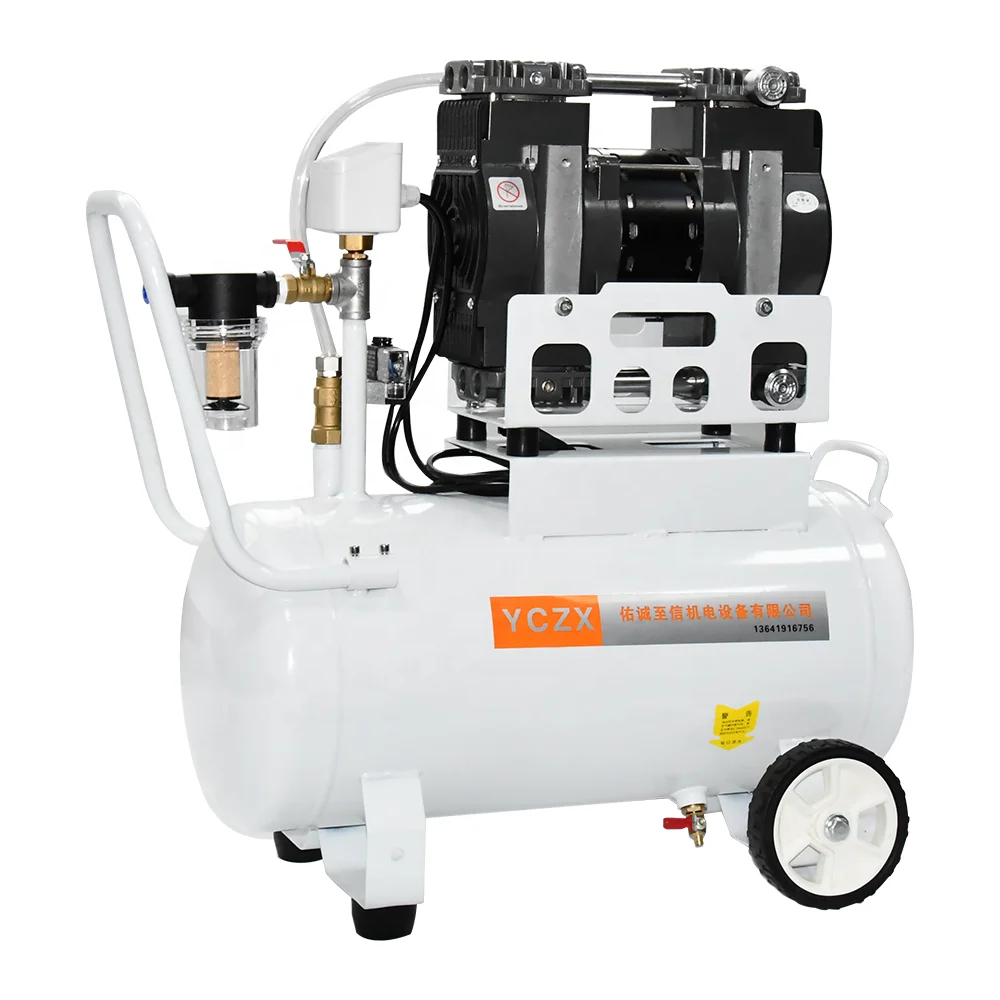 

High Pressure 480L/min -93KPa 220V 800W Twin-Stage Piston Vacuum Pump Set Oil-Free With 40L Pressurized Booster Air Tank