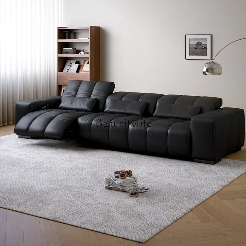 

FG44*Electric sofa black retro style leather first layer