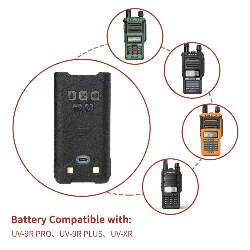 ل Baofeng UV-9R Pro 7.4 فولت بطارية ليثيوم أيون IP68 دعم نوع-C تهمة ل GMRS-9R ​ ​ ​ ​ ​ ​ ​ اسلكية تخاطب BL-9 بلس