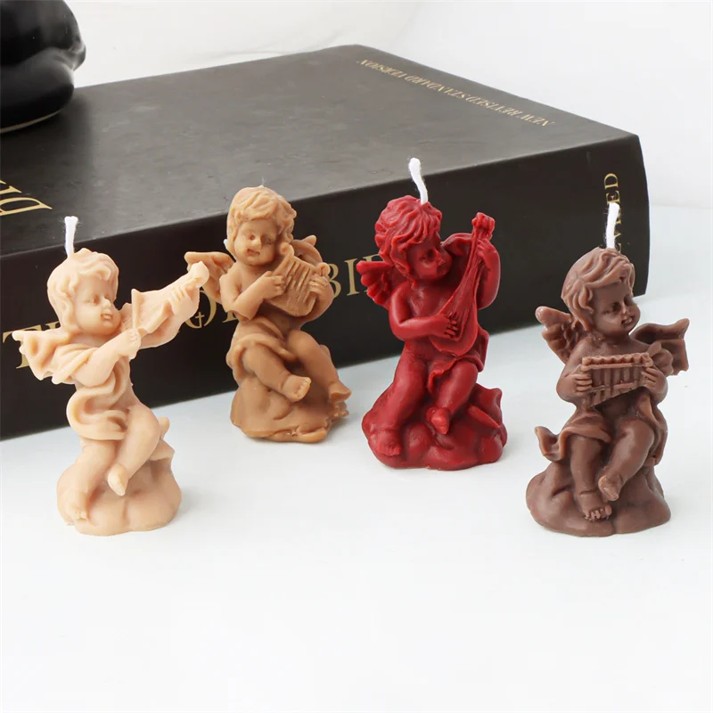 DIY Angel Scented Candle Silicone Mold 3D Winged Angel Band Cake Chocolate Ornament Handmade Gypsum Soap Candle Making Supplies