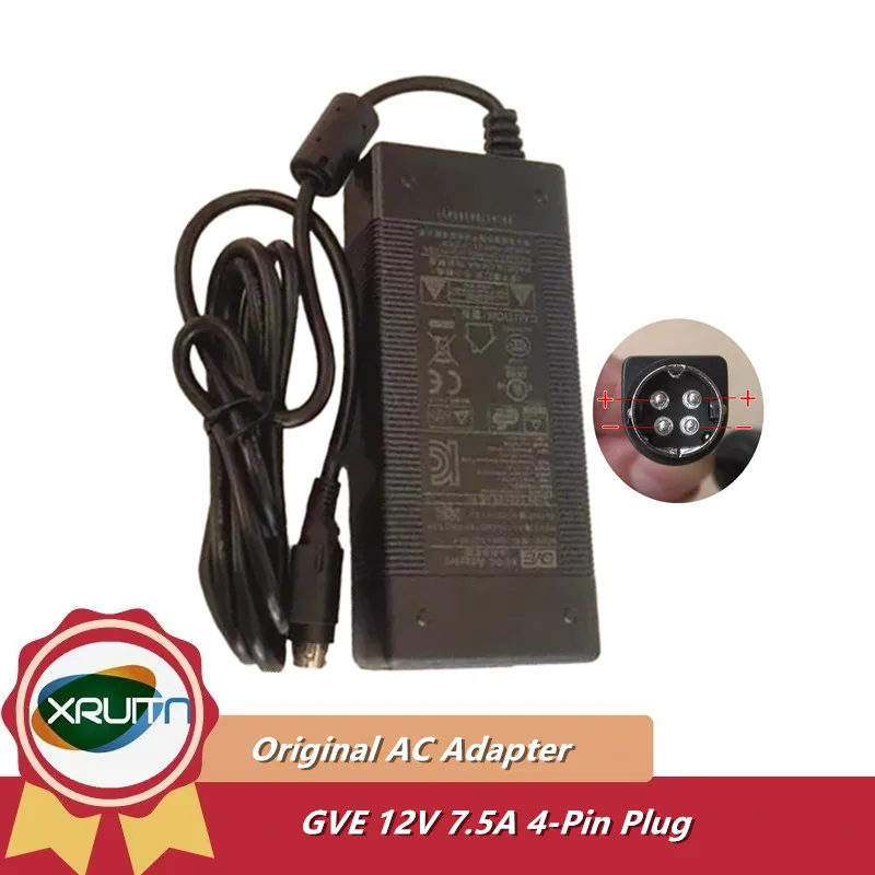 

Original GVE GM90-120750-F AC DC Adapter 12V 7.5A 90W 4-PIN Power Supply Charger