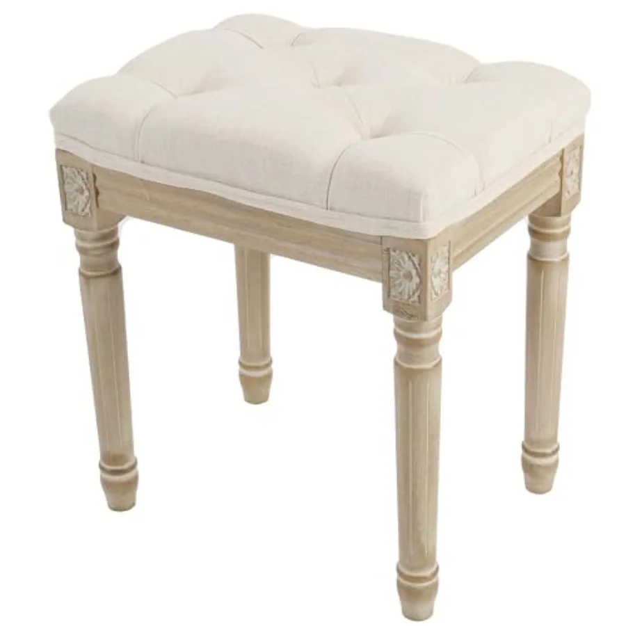 

Vanity Stool Upholstered Bench Seat for Makeup Room Vintage Small Bedroom Bench Dining Bench with Tufted Fabric for Living Room