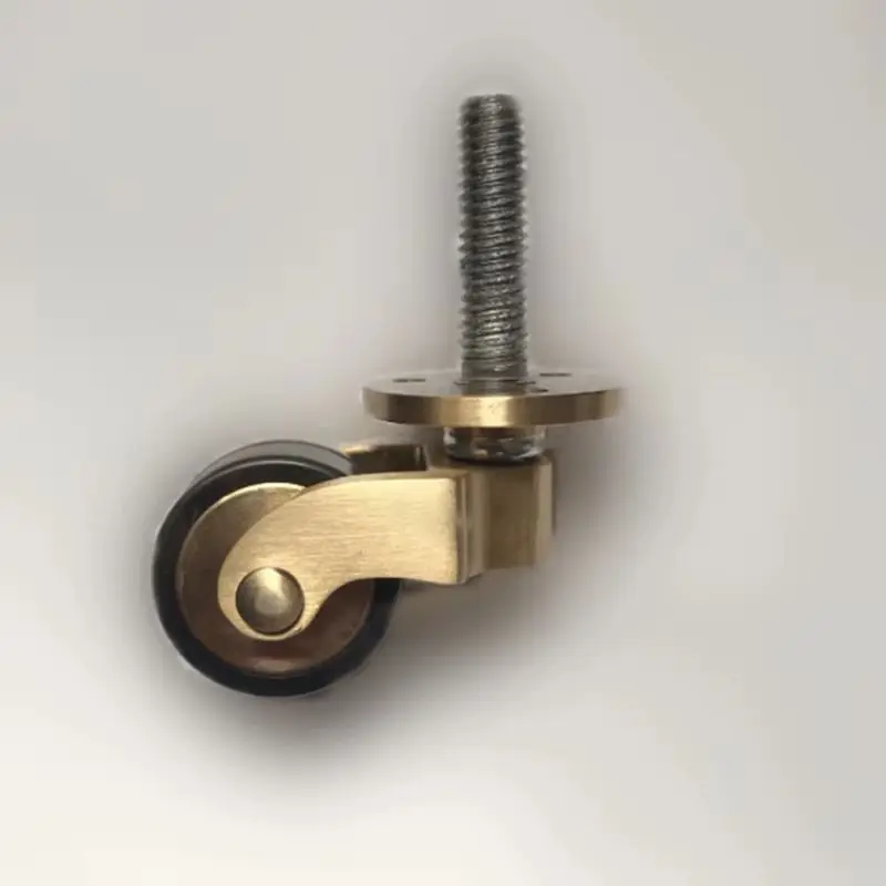 4PCS Solid Brass+Rubber Silent Furniture Casters Tea Table Chair Sofa Cabinet Feet Wheels 360° Rotary Furniture Rollers Runners