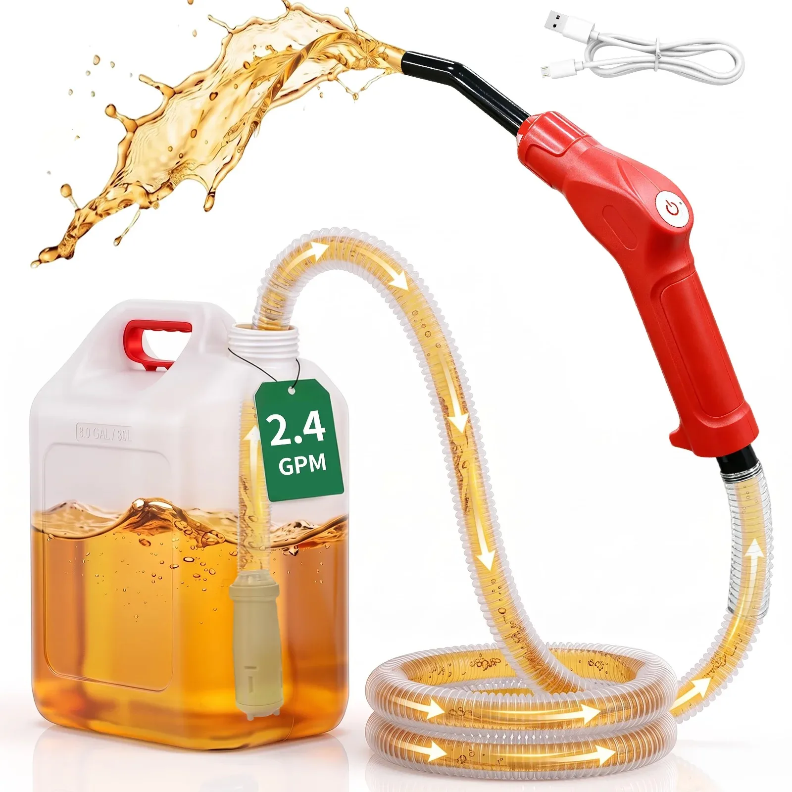 Rechargeable Electric Fuel Transfer Pump 9.1L/min High Flow Automatic Oil Suction Pump Portable Fuel Pump for Vehicle