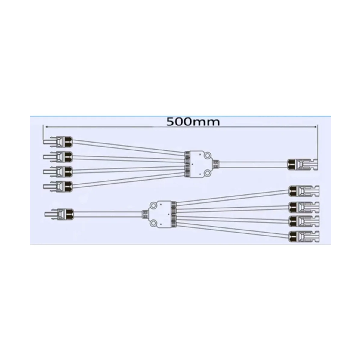 1 Pair 4 Branch Y Type Adapter Male and Female Solar Connectors 4 to 1 Panel Cable Photovoltaic Connector Adapter