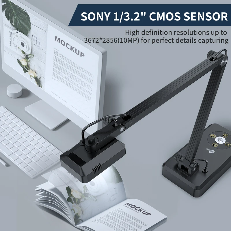 Image 6: Présentateur visuel numérique 4K |   Scanner de caméra de documents portable avec OCR |   Scanner de documents et de livres A3 pour Mac OS, utilisation dans une bibliothèque