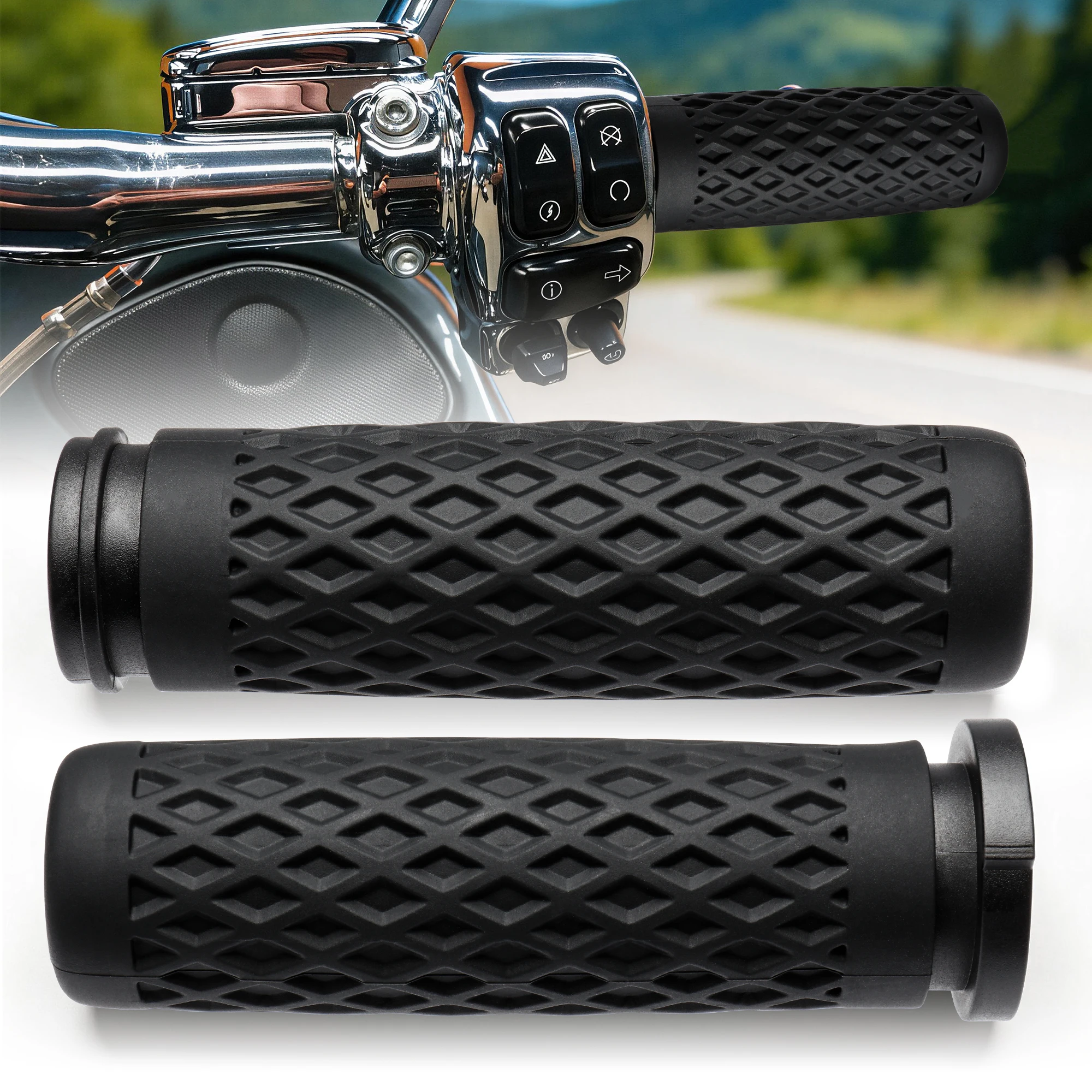 

1" Silicone Handlebar Grips for Harley 2008-Up Touring & Trike, 2016-2024 Softail, 2016-2017 Low Rider S & FXSE