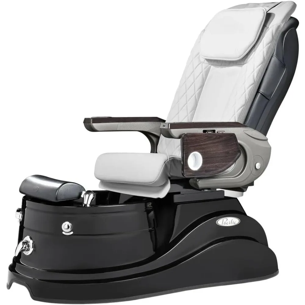 Pacific GT Pedicure Spa Chair for Professional Salons & Spas, Full-Body Shiatsu Massage, LED Light in Bowl, Free Black Stool