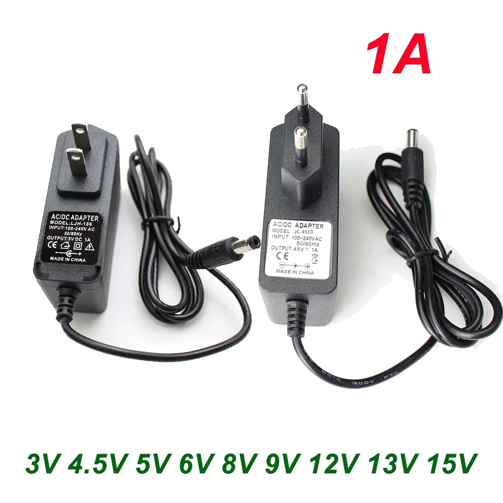 AC-DC 100V-240V Power Adapter 3V 4.5V 5V 6V 8V 9V 12V 13V 15V 1A Universal Power Adapter Supply Charger adapter Eu Us Plug