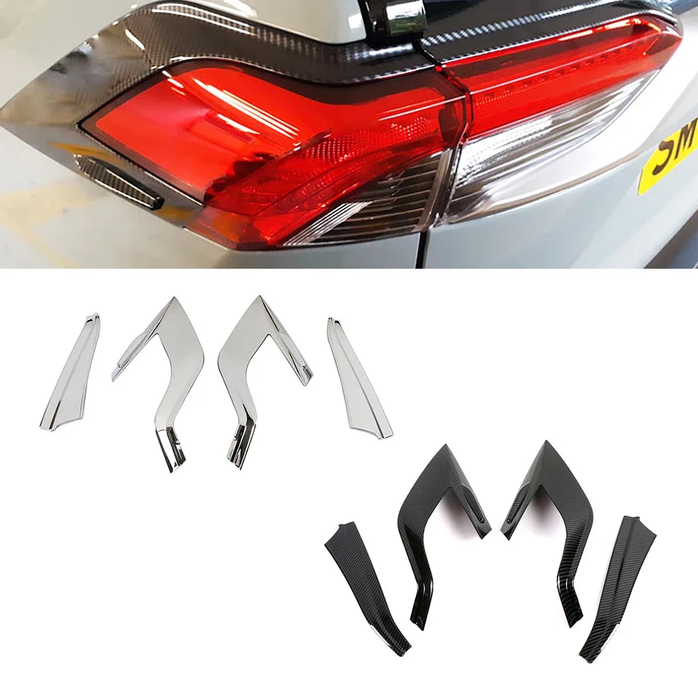 For Toyota Rav 4 Rav4 2019-2024 Carbon Fiber Color Chrome Rear Lamp Taillight Cover Frame Trim Tail Light Decoration Accessories