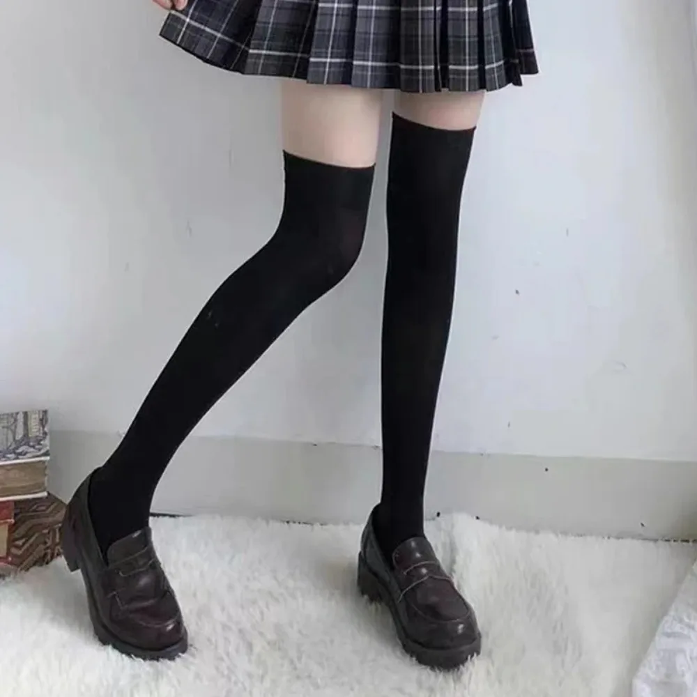 1 Pairs Thin Pure Color Velvet JK Leg Socks Pressure Thin Leg Moisture Socks Over The Knee Socks Students Socks image 5