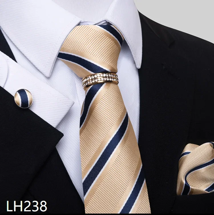 2024 Tile For Men 3 Set Solid Color Skinny Tie and Pocket Square with Tie Clip Sets for Men