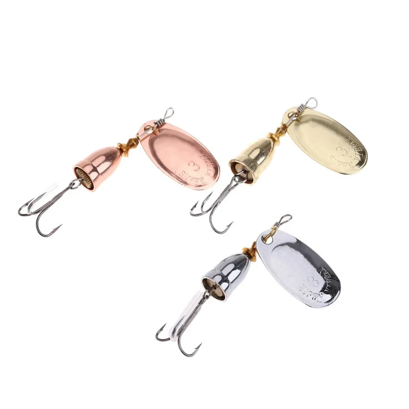 6g Spinner Metal Lure Rotating Brass Hard Artificial Spoon Bait Treble Hook Fishing Tackle For Pike