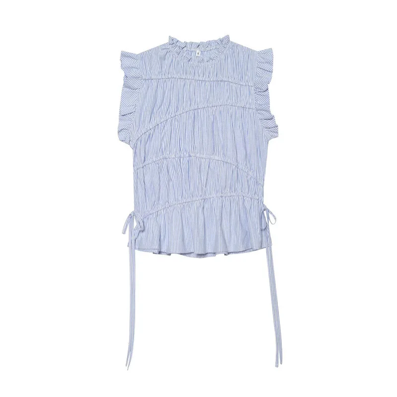 

Dave&Di New European And American Style Women's Fashionable And Sexy Spicy Girl Sleeveless Striped Short Top