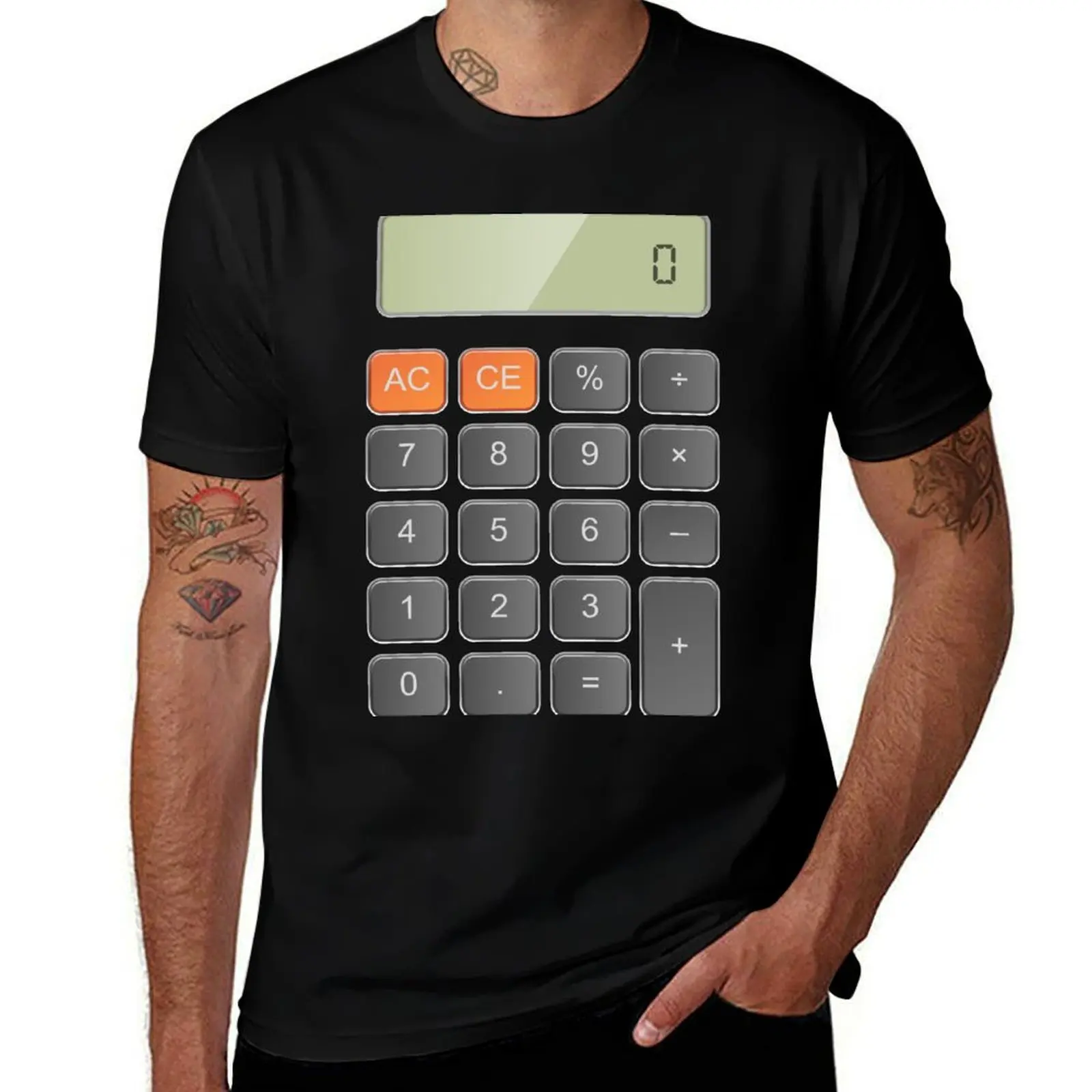 Cool Funny Calculator Party and Halloween Costume Design T-Shirt Plus Size Basic Cotton T-Shirt