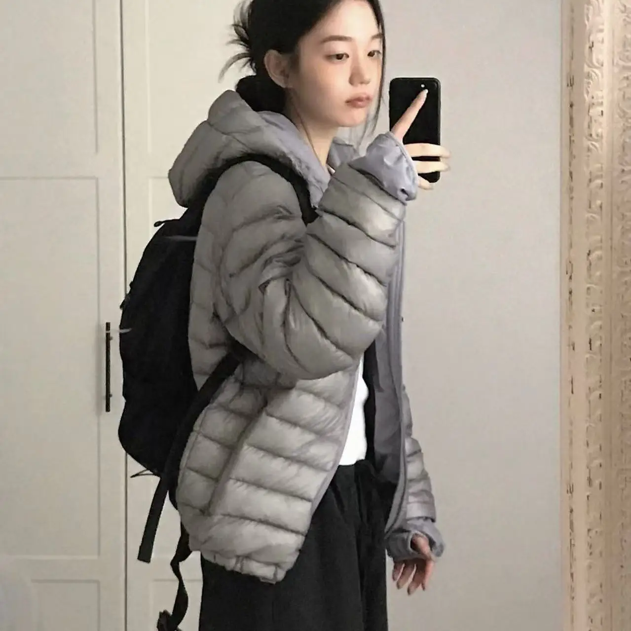 Nana Korean Style Women's Short Padded Jacket Lightweight Warm Coat with Hood Autumn Winter Fashion Cold Proof Outerwear