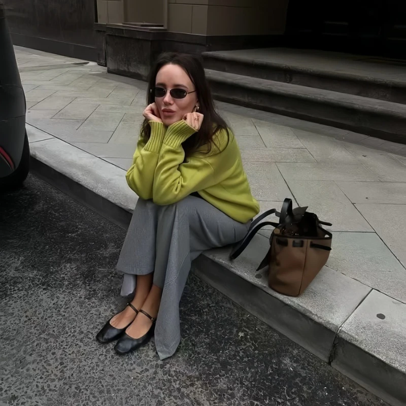 2025 Autumn Winter Cross-Border Russian Hot Sale Thickened Short Round Neck Solid Color Sweater European and American Style