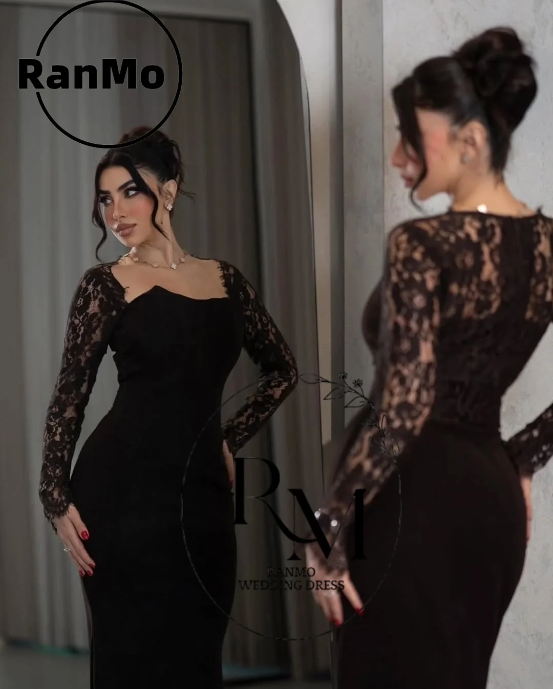 Ranmo Mermaid Evening Dresses Velvet Full Sleeve Formal Dress Square Collar Party Gowns женское вечернее Customiz