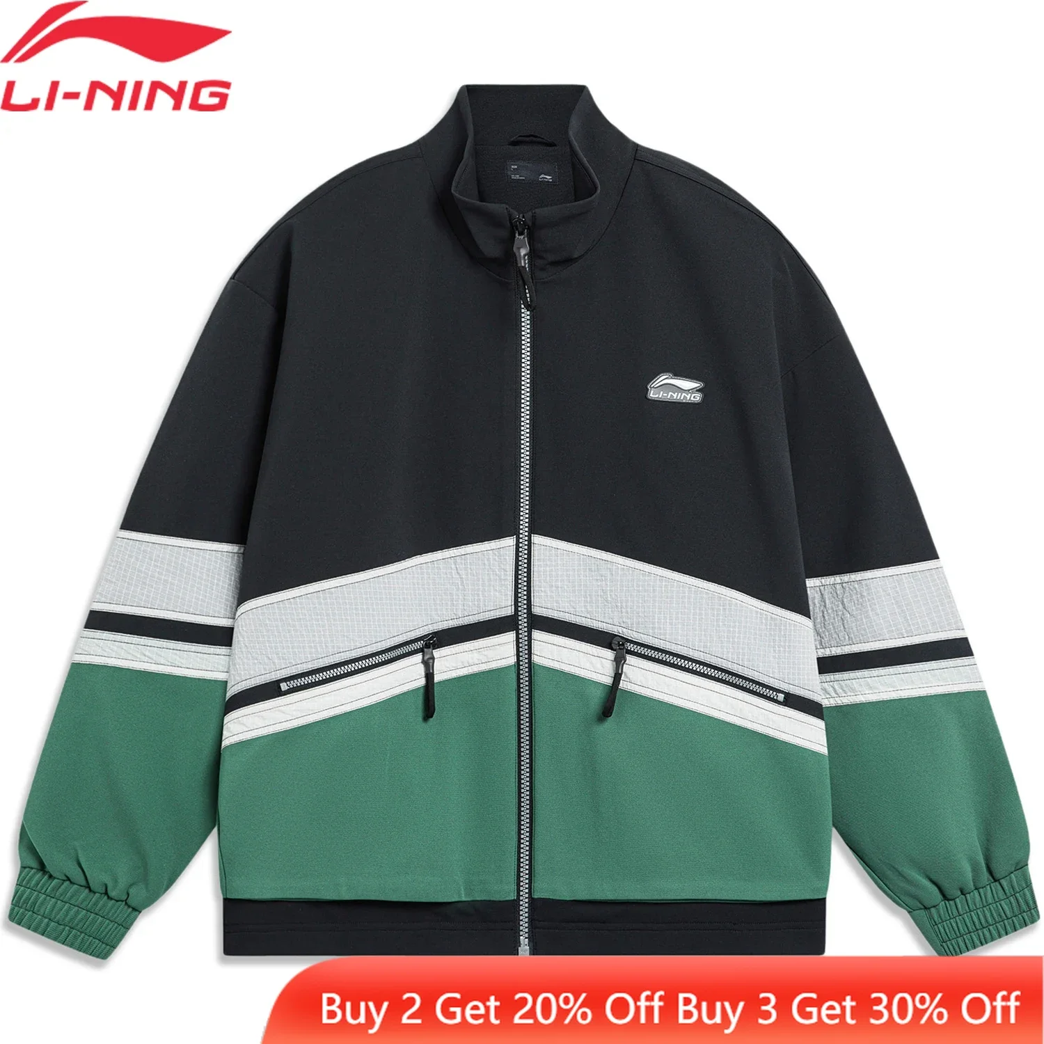 Li-Ning Men Sports Life Knit Jacket Loose Fit Windbreaker 100%Polyester Pockets Soft Comfortable LiNing Leisure Coat AJDT623