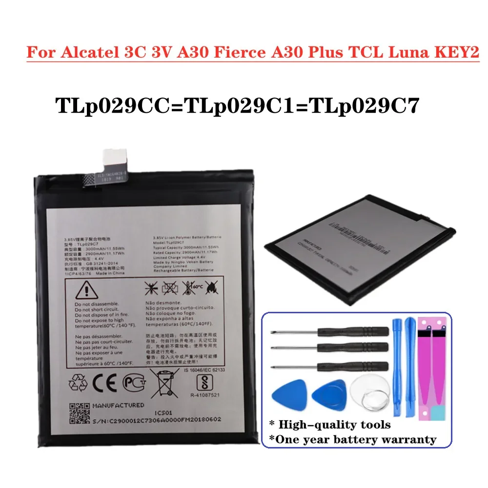 TLp029CC TLp029C1 Battery TLp029C7 For Alcatel 3C 3V 5099I A30 Fierce Plus OT-5049S OT-5049Z OT-5026A / TCL Luna KEY2 Phone