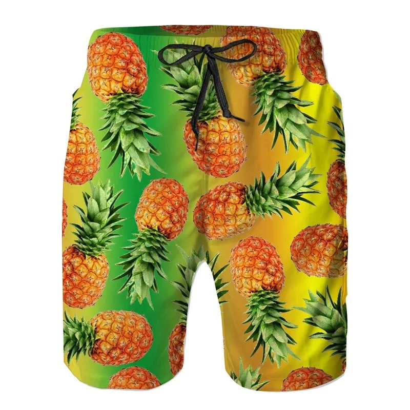 Full Print Pineapple Graphic Beach Shorts For Men Quick Dry Casual Plus Size Short Pants Men\'s Swim Trunks Ropa De Hombre